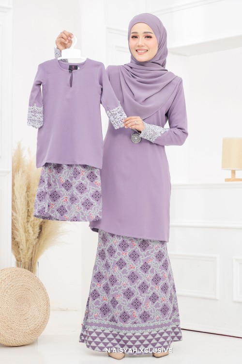 Kurung Aleeya Kids - Dark Lavender