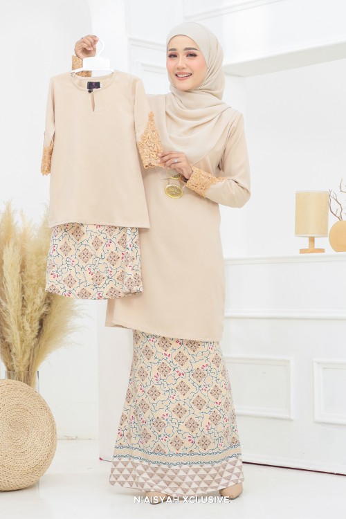 Kurung Aleeya Kids - Light Khaki