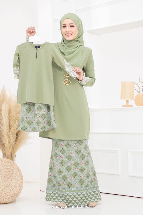 Kurung Aleeya Kids - Light Olive