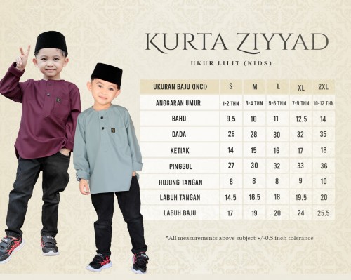 Kurta Ziyyad Kids - Light Olive (S-M)