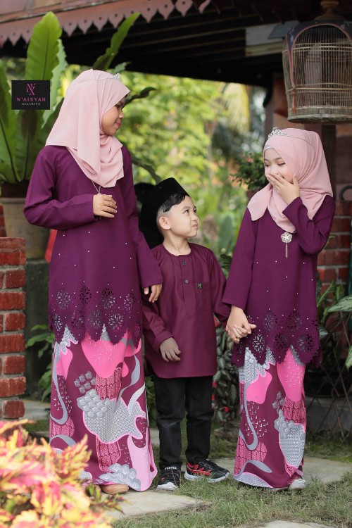 Kurta Ziyyad Kids - Dark Maroon (S-M)