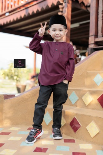 Kurta Ziyyad Kids - Dark Maroon (S-M)