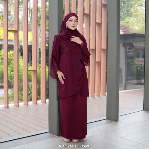 Kurung Athelia - Burgandy