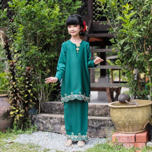 Kurung Khaulah Kids - Emerald Green