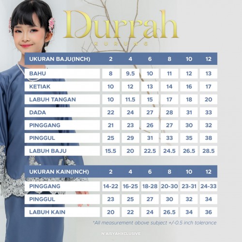 Kurung Durrah Kids - Royal Blue