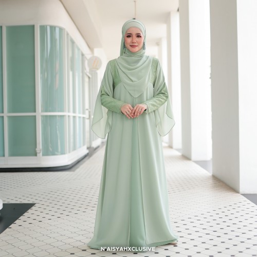 Jubah Inshira - Soft Mint Jubah Inshira - Soft Mint